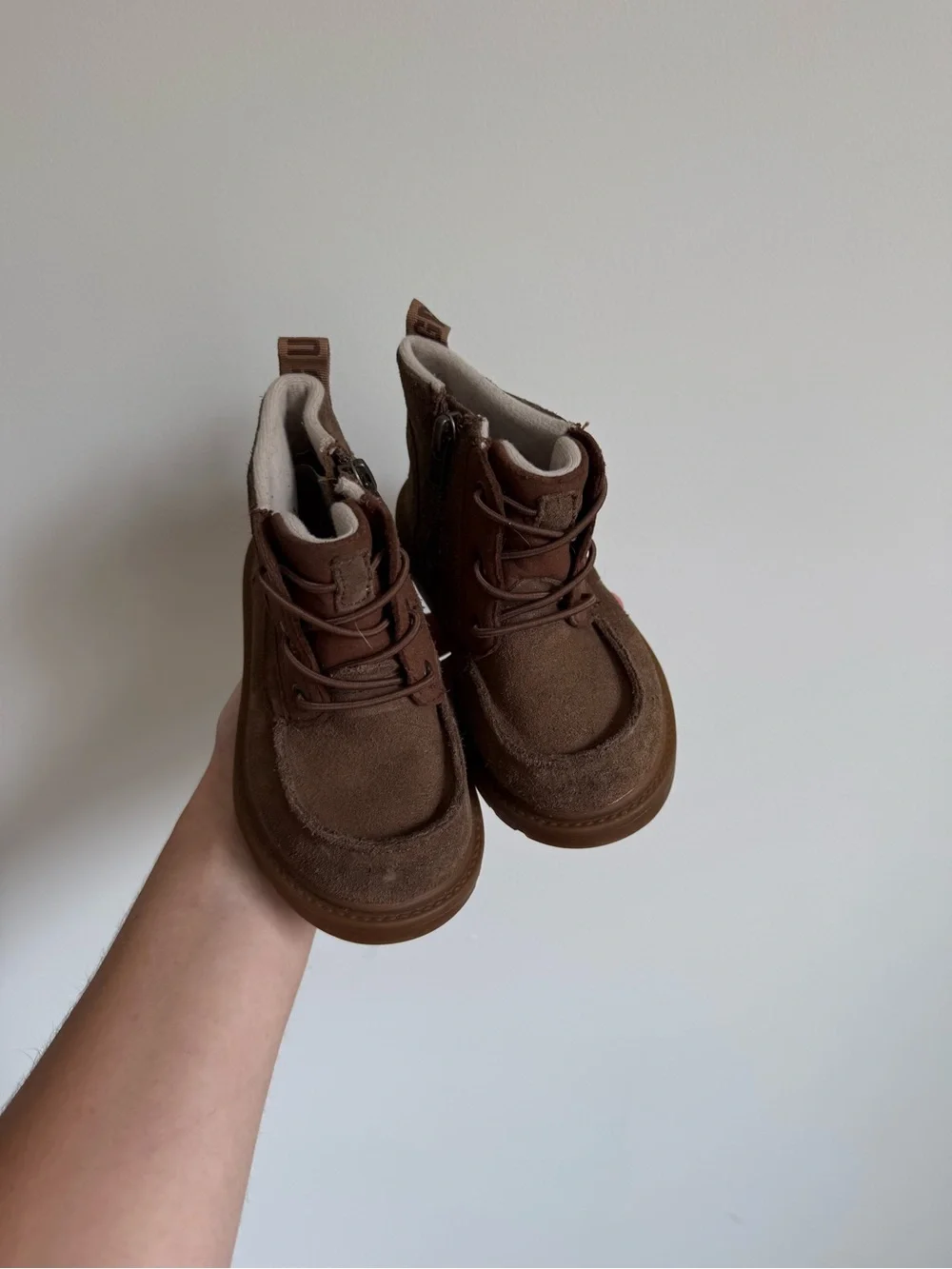 UGG Kids Brown Suede Lace-Up Side-Zip Boots